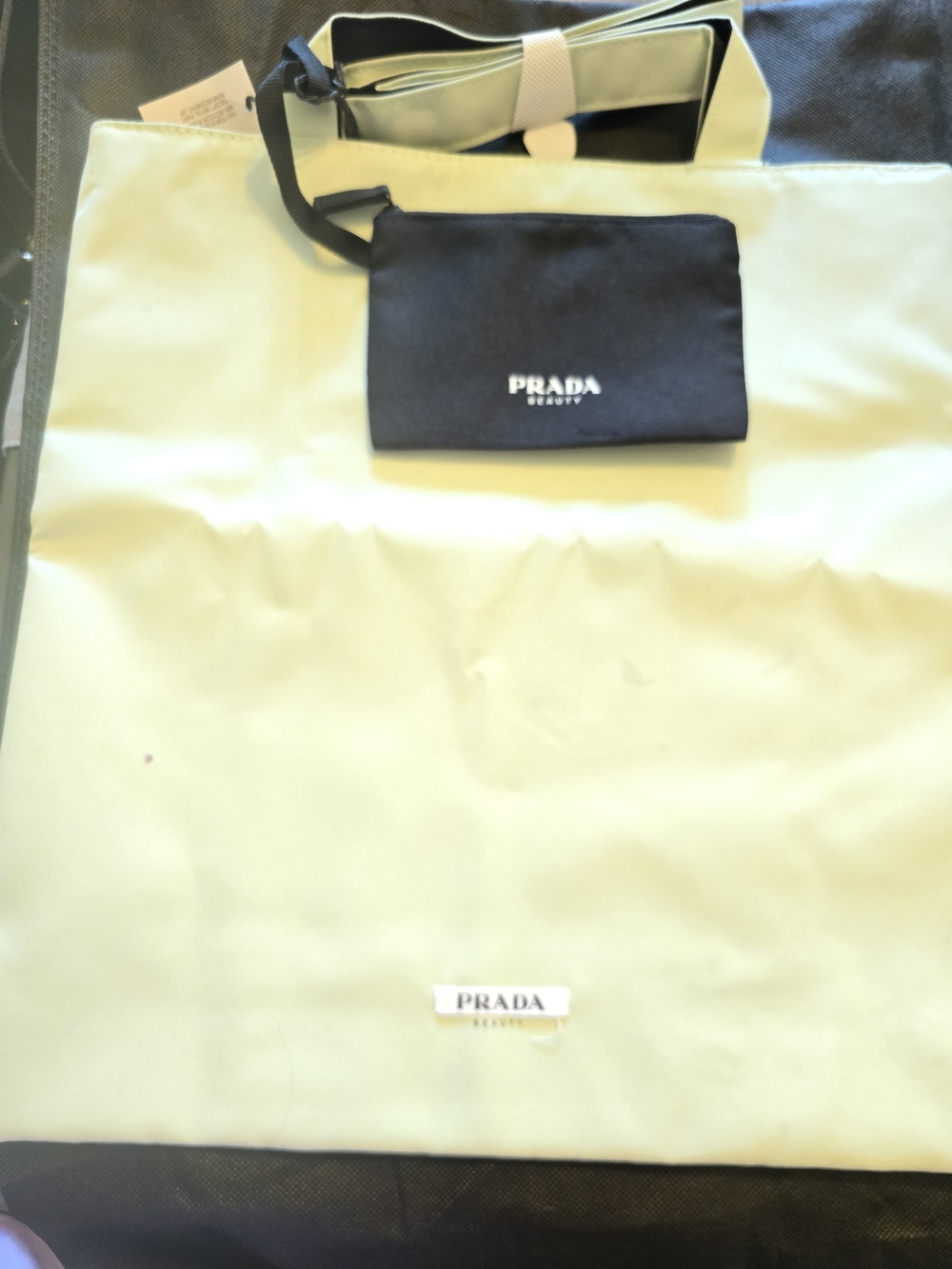 Prada Beauty Pistachio  Green Tote with Black Pouch